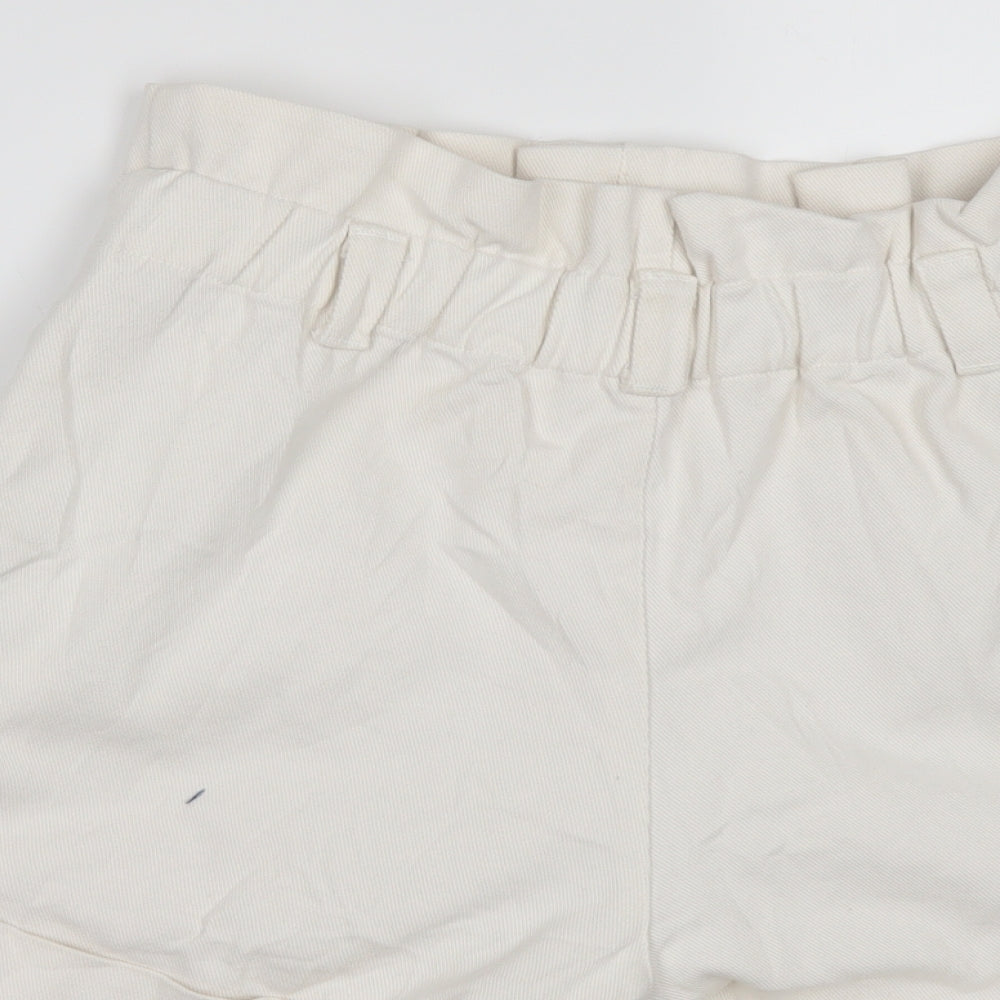 Zara Womens White  Denim Paperbag Shorts Size M - High Waist