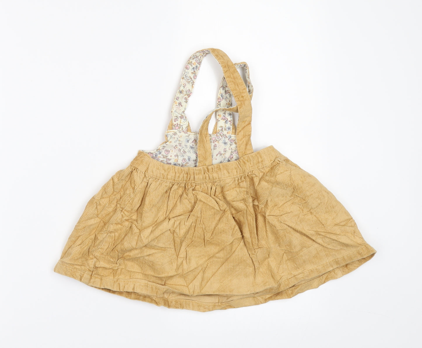 NEXT Girls Yellow  Corduroy Pinafore/Dungaree Dress  Size 9-12 Months