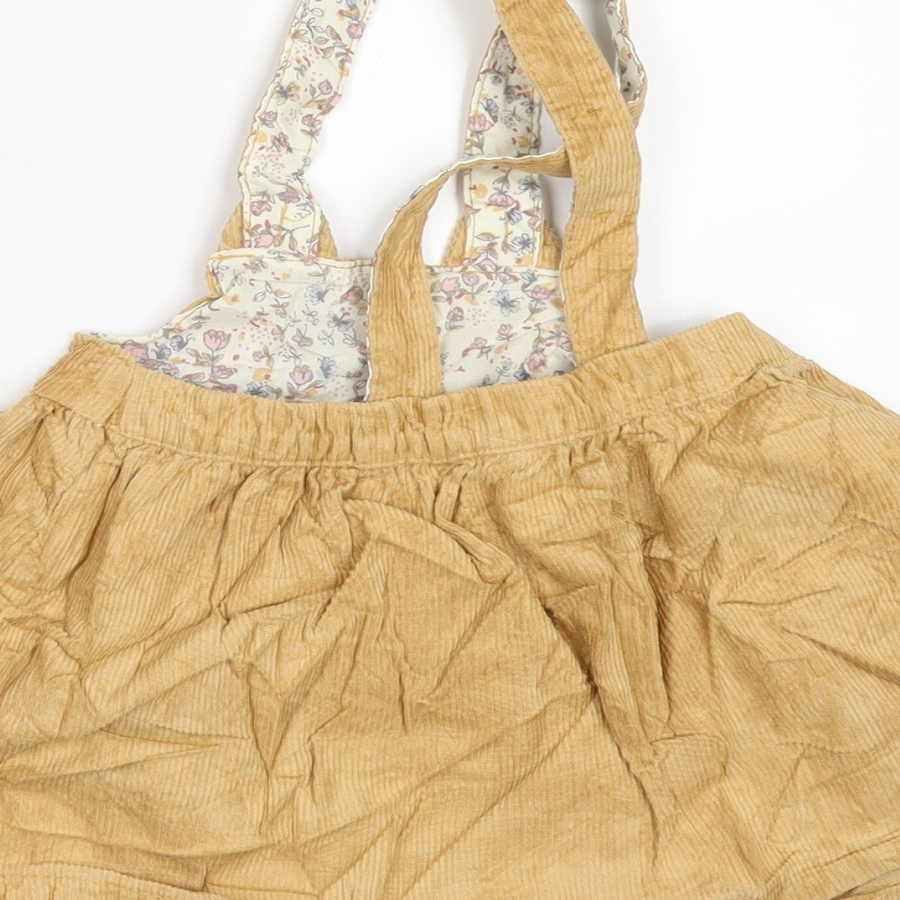 NEXT Girls Yellow  Corduroy Pinafore/Dungaree Dress  Size 9-12 Months