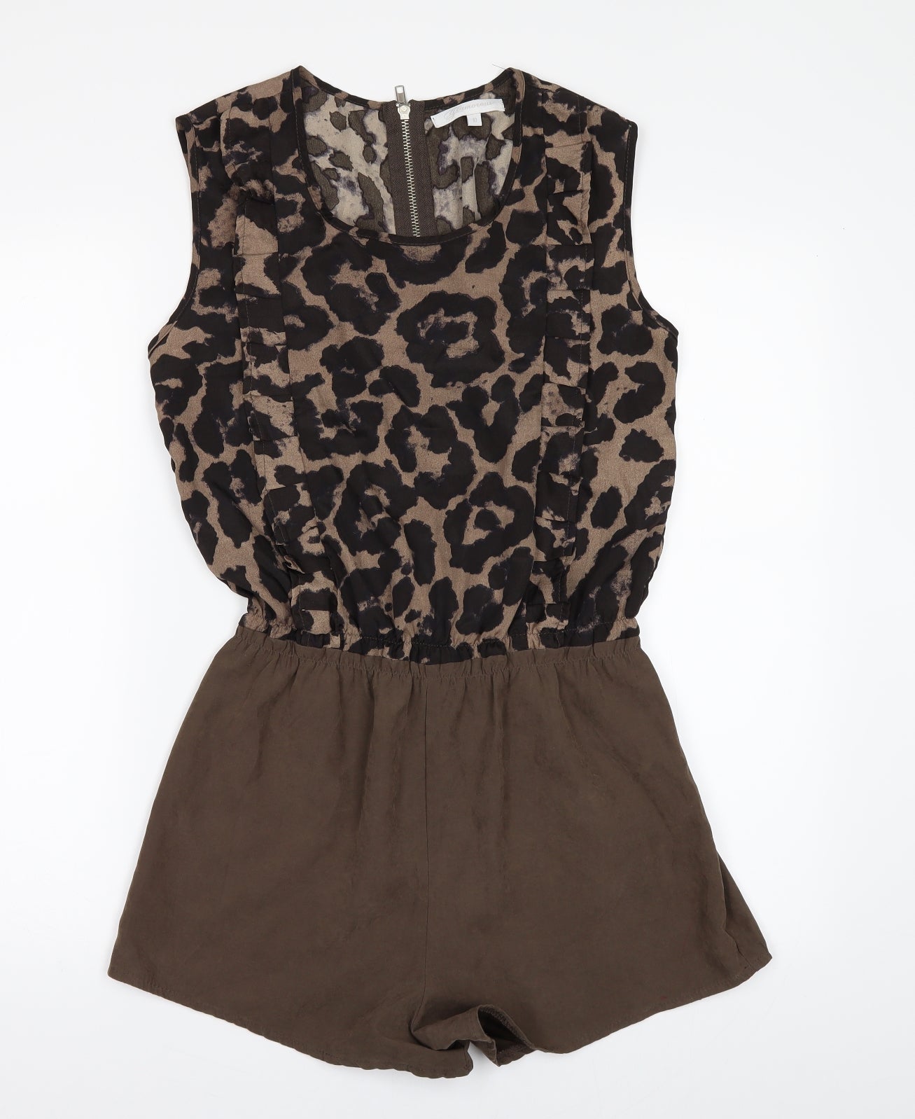 Glamorous Womens Brown Animal Print  Playsuit One-Piece Size 10