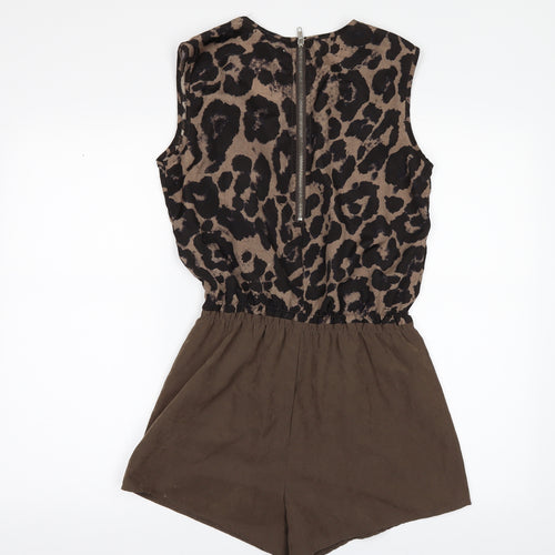 Glamorous Womens Brown Animal Print  Playsuit One-Piece Size 10
