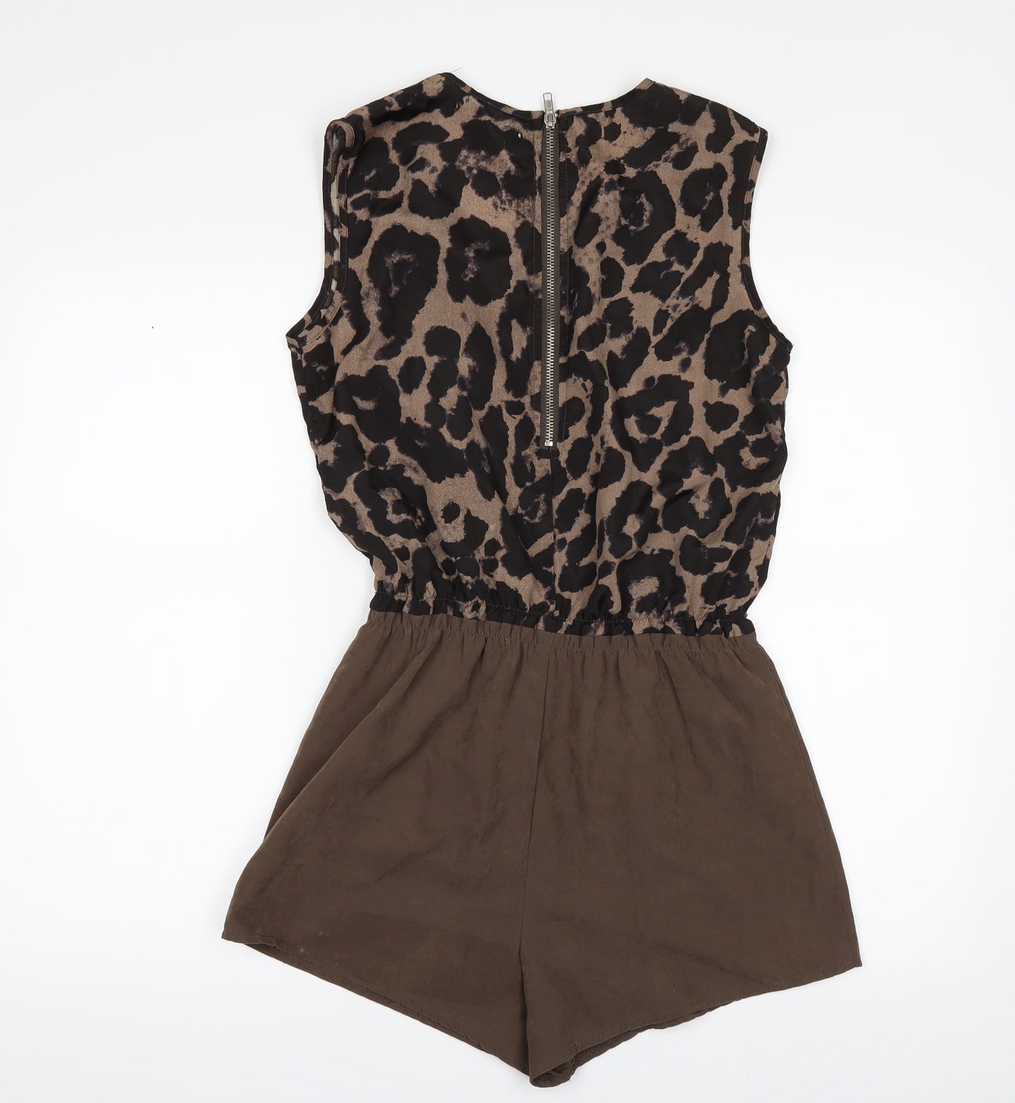 Glamorous Womens Brown Animal Print  Playsuit One-Piece Size 10