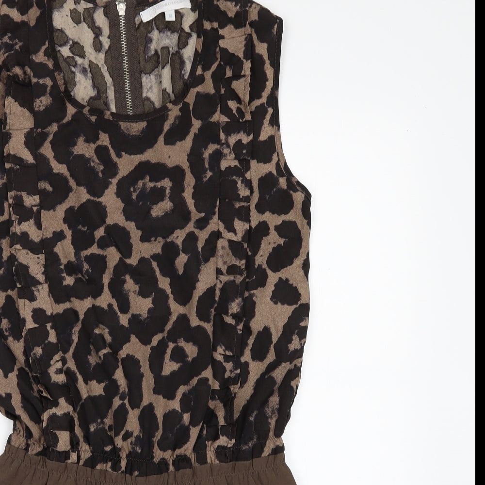 Glamorous Womens Brown Animal Print  Playsuit One-Piece Size 10