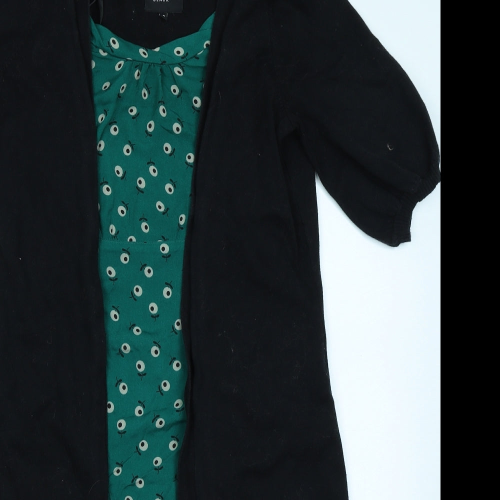 Betty Jackson Black Womens Green Floral  A-Line  Size 12