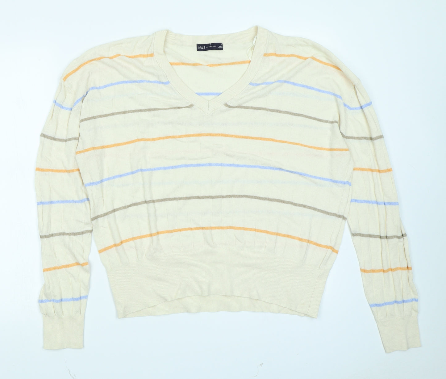 M&S Collection Womens Ivory Striped  Pullover Jumper Size XL