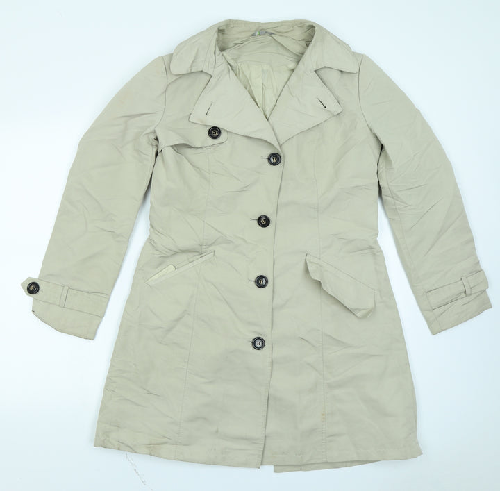 M&S Womens Beige Overcoat Coat Size 2