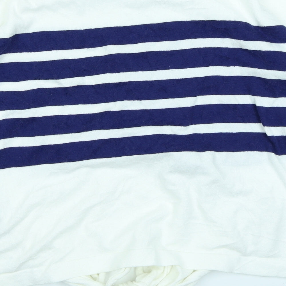 M&S Collection Womens White Striped  Basic T-Shirt Size M