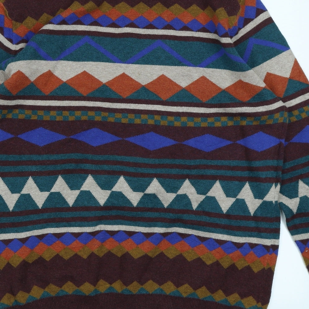 NEXT Mens Brown Fair Isle  Pullover Jumper Size M