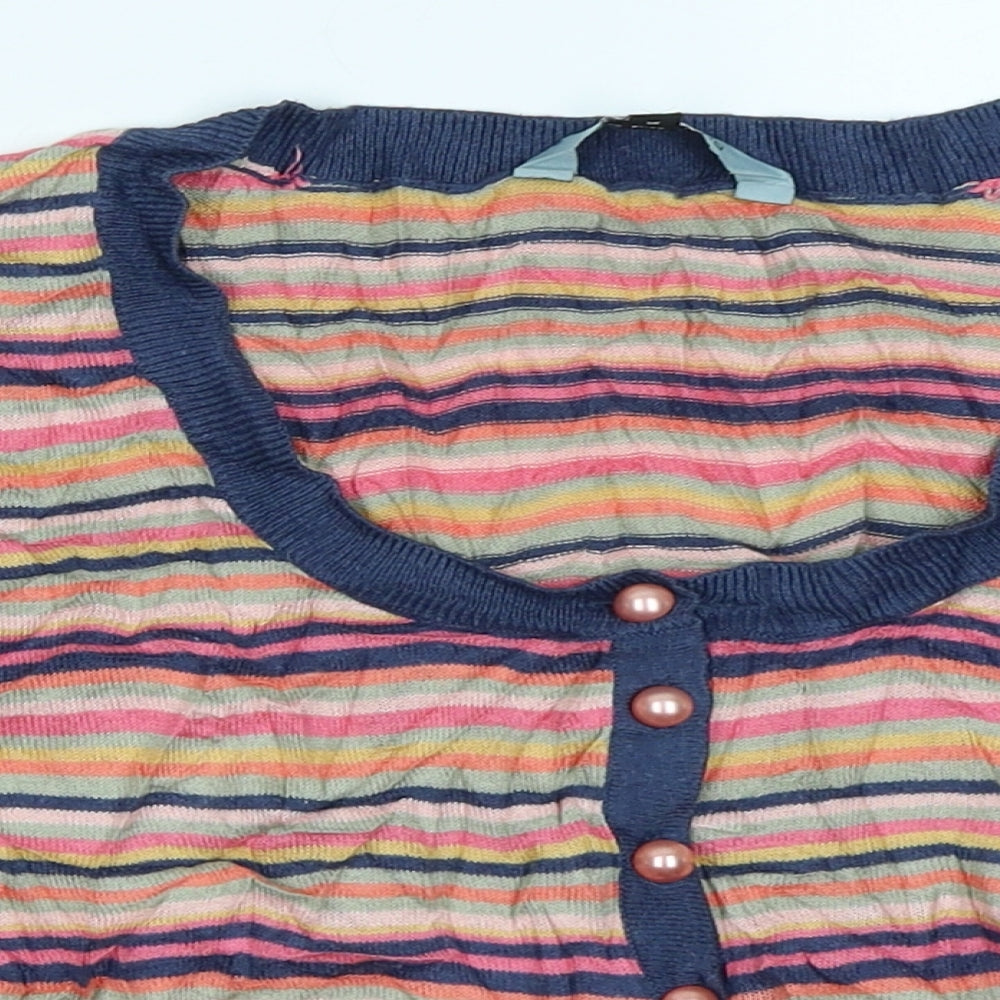 Red Herring Womens Blue Striped Knit Cardigan Jumper Size 14