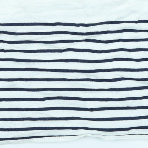 H&M Girls White Striped Knit Pullover Jumper Size 13-14 Years