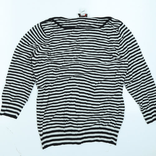 Talbots Womens Black Striped  Basic T-Shirt Size M
