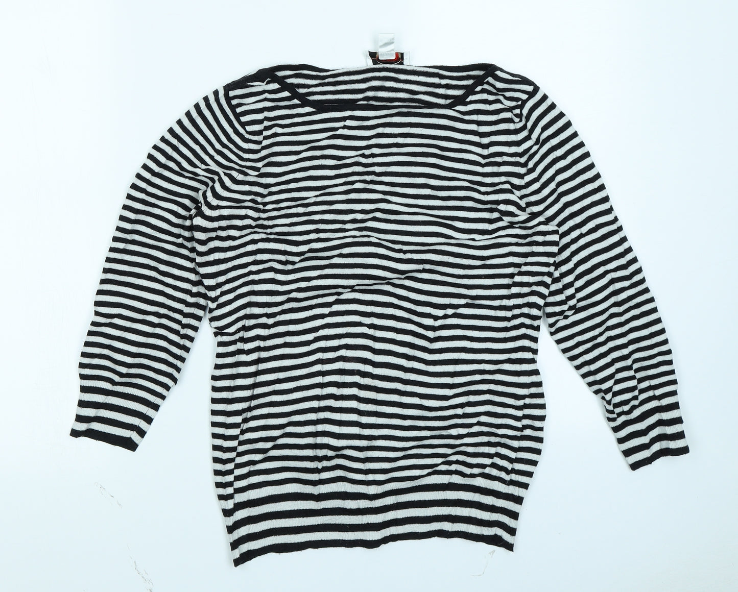 Talbots Womens Black Striped  Basic T-Shirt Size M