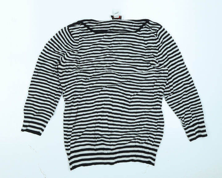 Talbots Womens Black Striped  Basic T-Shirt Size M