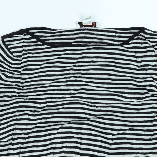 Talbots Womens Black Striped  Basic T-Shirt Size M