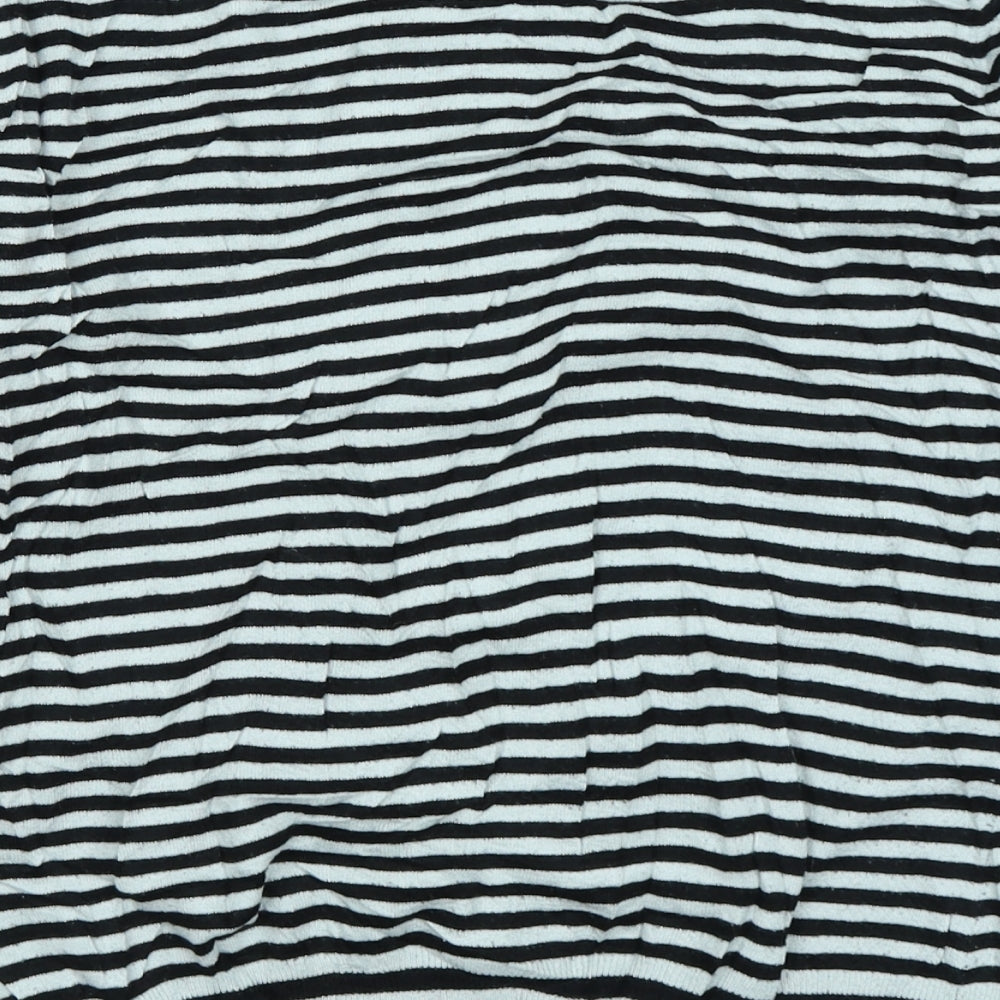 Talbots Womens Black Striped  Basic T-Shirt Size M