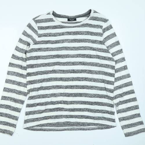 Nocozo Womens Grey Striped  Basic T-Shirt Size 14