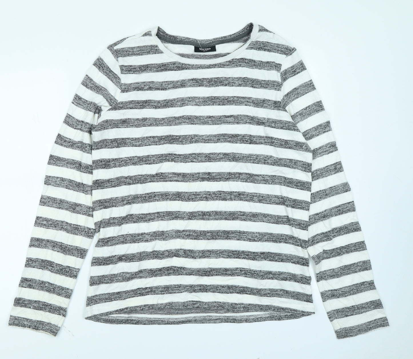 Nocozo Womens Grey Striped  Basic T-Shirt Size 14