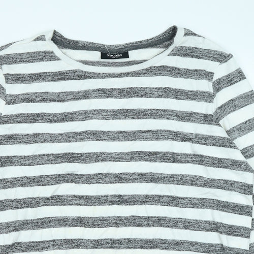 Nocozo Womens Grey Striped  Basic T-Shirt Size 14