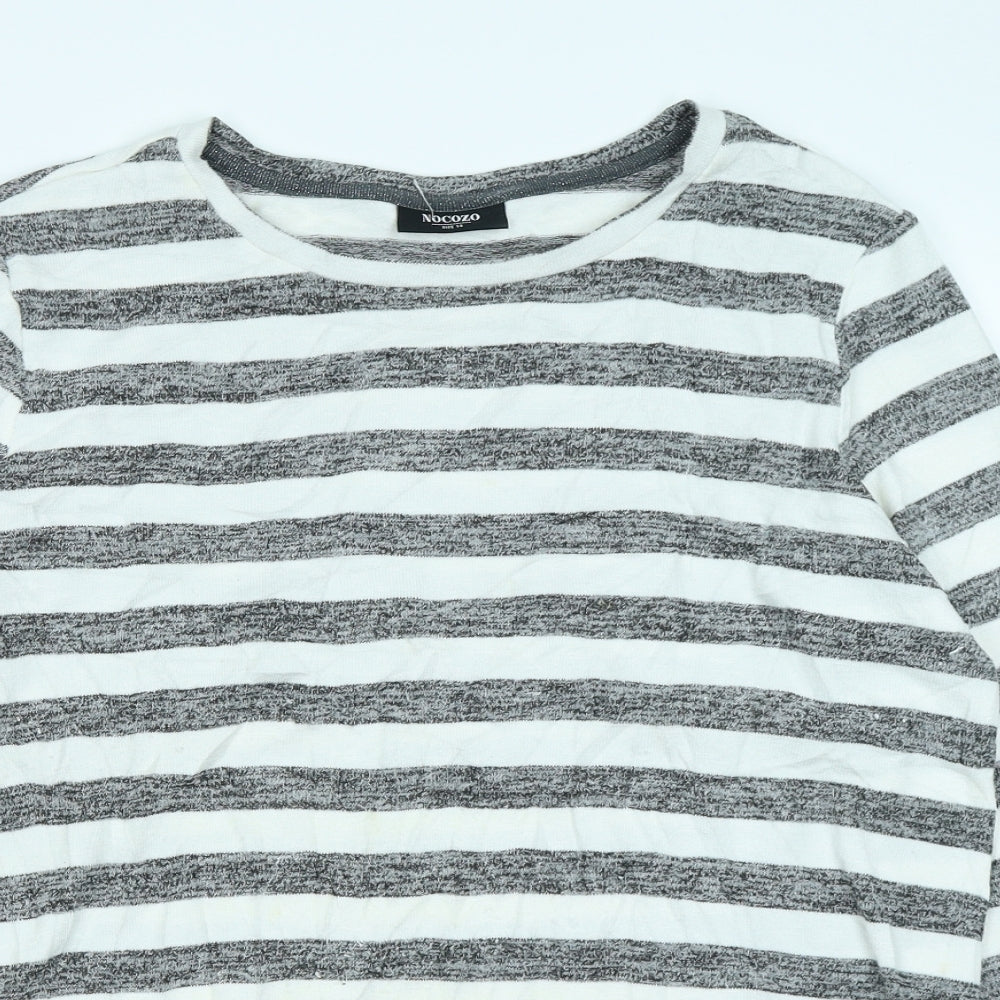 Nocozo Womens Grey Striped  Basic T-Shirt Size 14