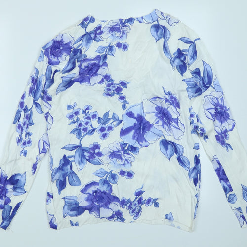 Together Womens White Floral Knit Cardigan Jumper Size 16