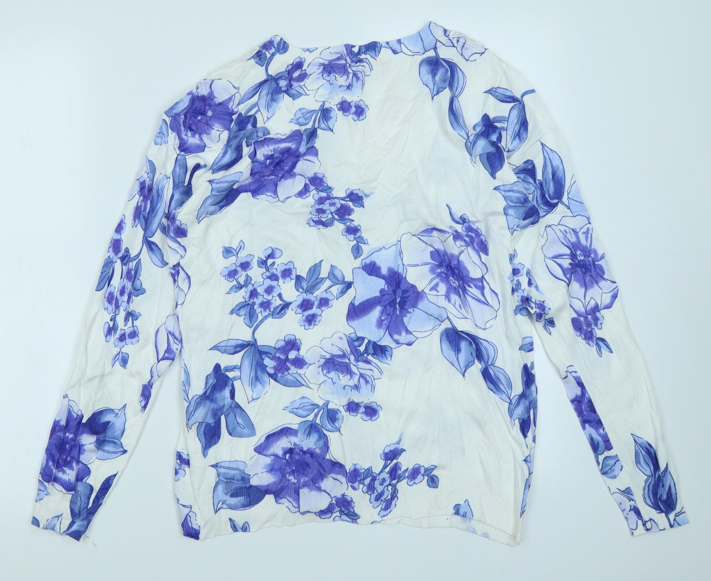 Together Womens White Floral Knit Cardigan Jumper Size 16