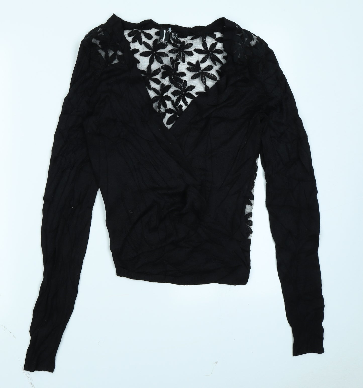 Izabel Womens Black Fair Isle  Cardigan Jumper Size 12  - Lace back