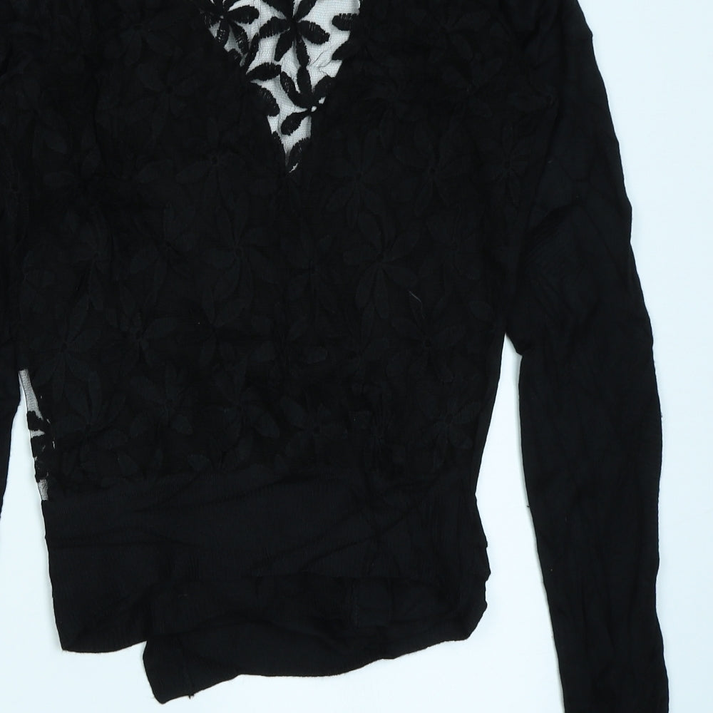 Izabel Womens Black Fair Isle  Cardigan Jumper Size 12  - Lace back