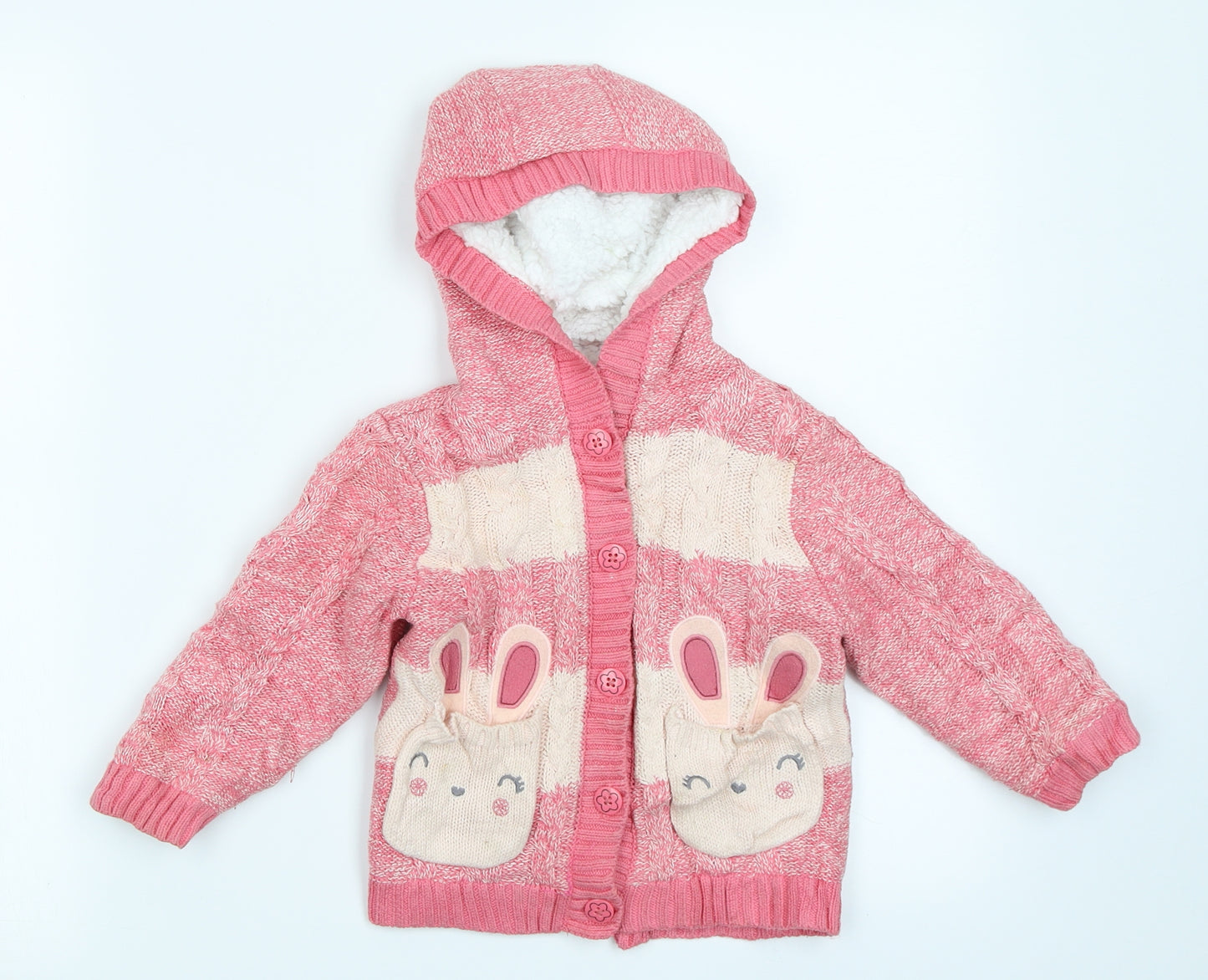 Nutmeg Girls Pink  Knit Cardigan Jumper Size 2-3 Years