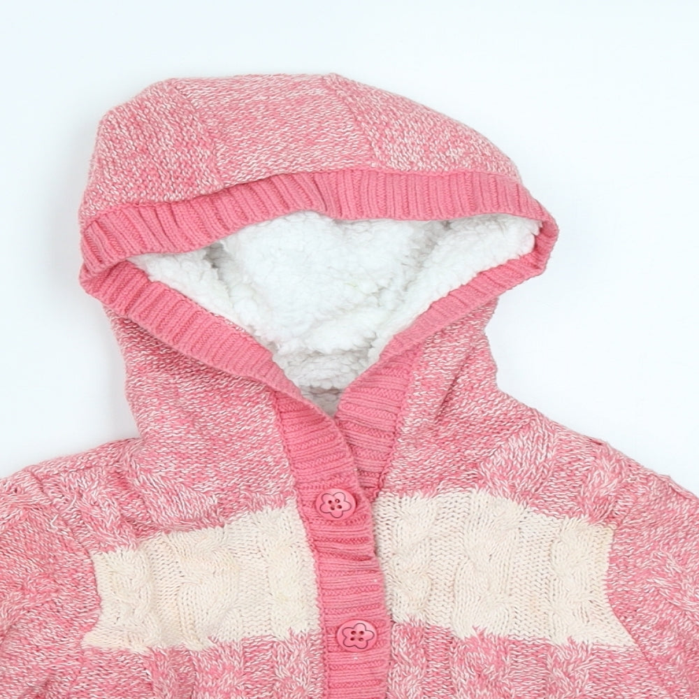 Nutmeg Girls Pink  Knit Cardigan Jumper Size 2-3 Years