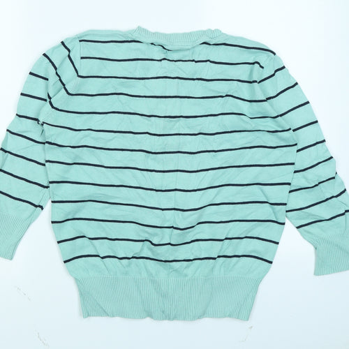 Country Rose Womens Blue Striped  Cardigan Jumper Size L