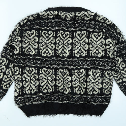 Katsuit Womens Black Geometric  Pullover Jumper Size M