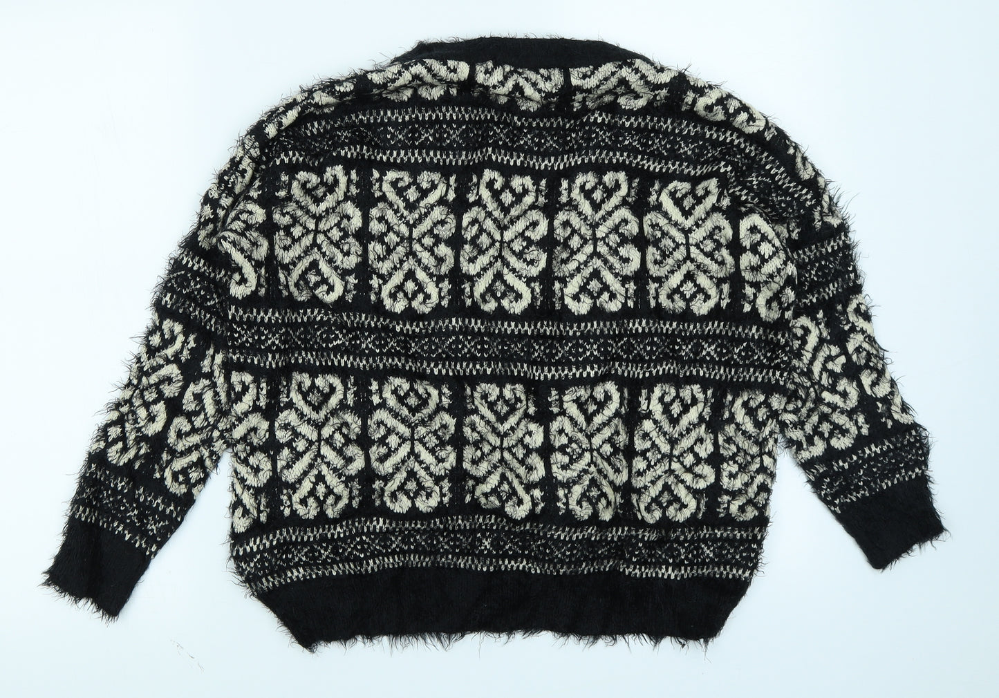 Katsuit Womens Black Geometric  Pullover Jumper Size M