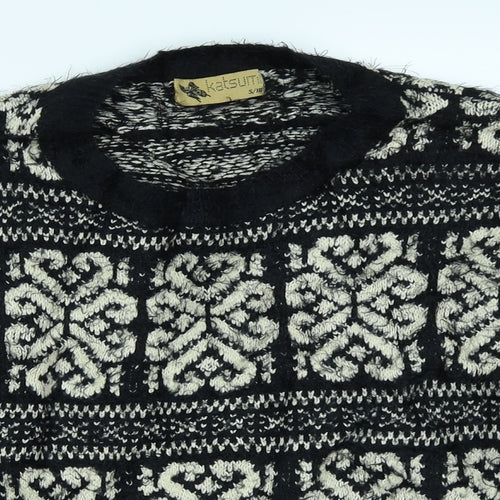 Katsuit Womens Black Geometric  Pullover Jumper Size M