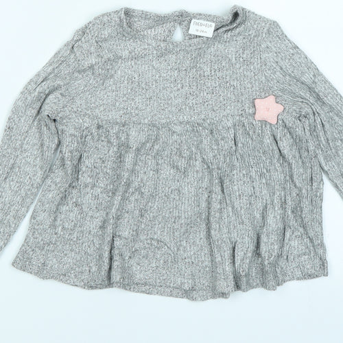 Fred & Flo Girls Grey   Basic T-Shirt Size 18-24 Months