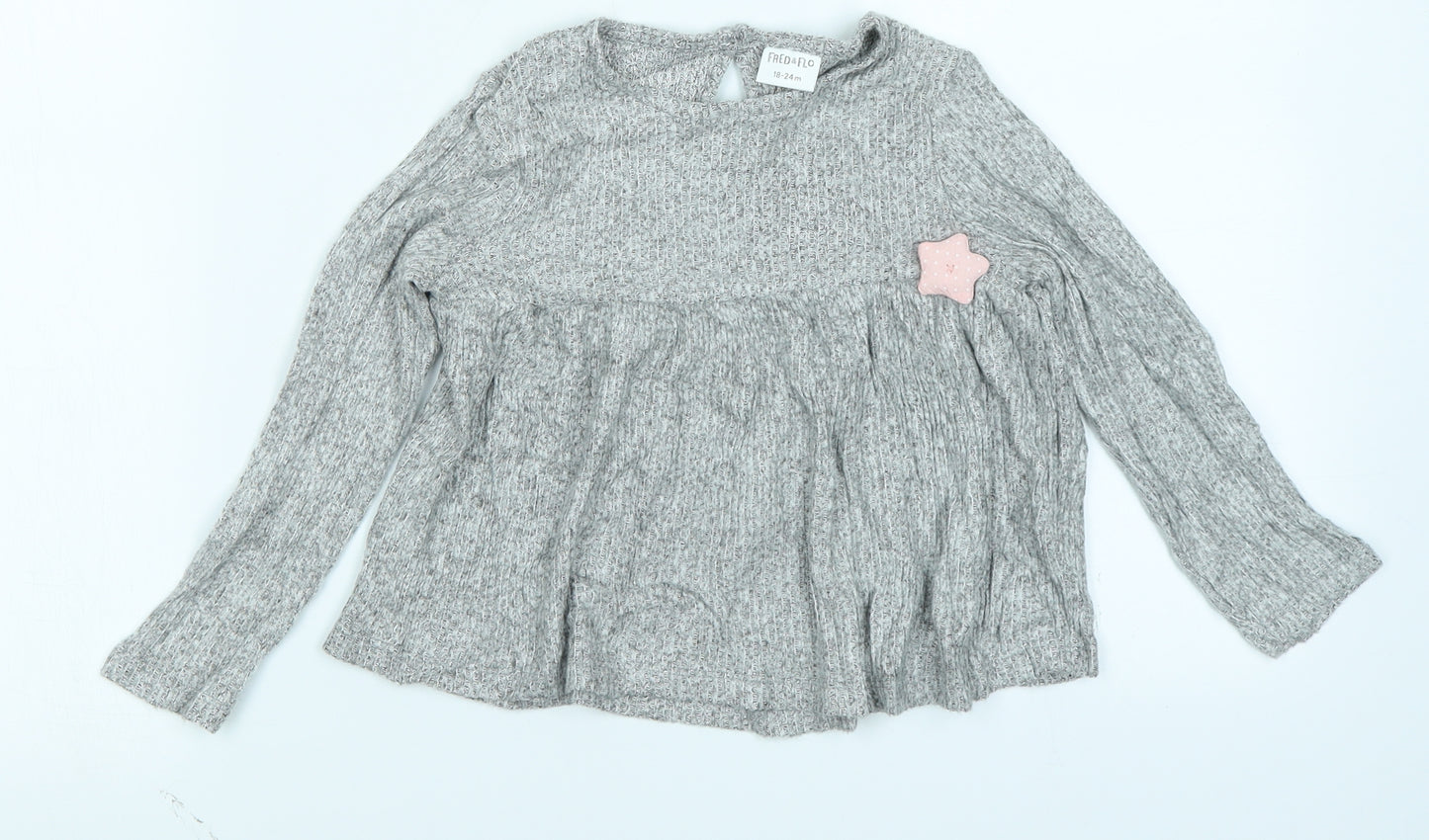 Fred & Flo Girls Grey   Basic T-Shirt Size 18-24 Months