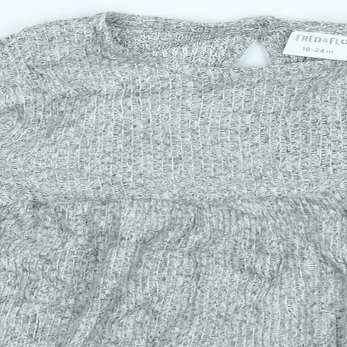 Fred & Flo Girls Grey   Basic T-Shirt Size 18-24 Months