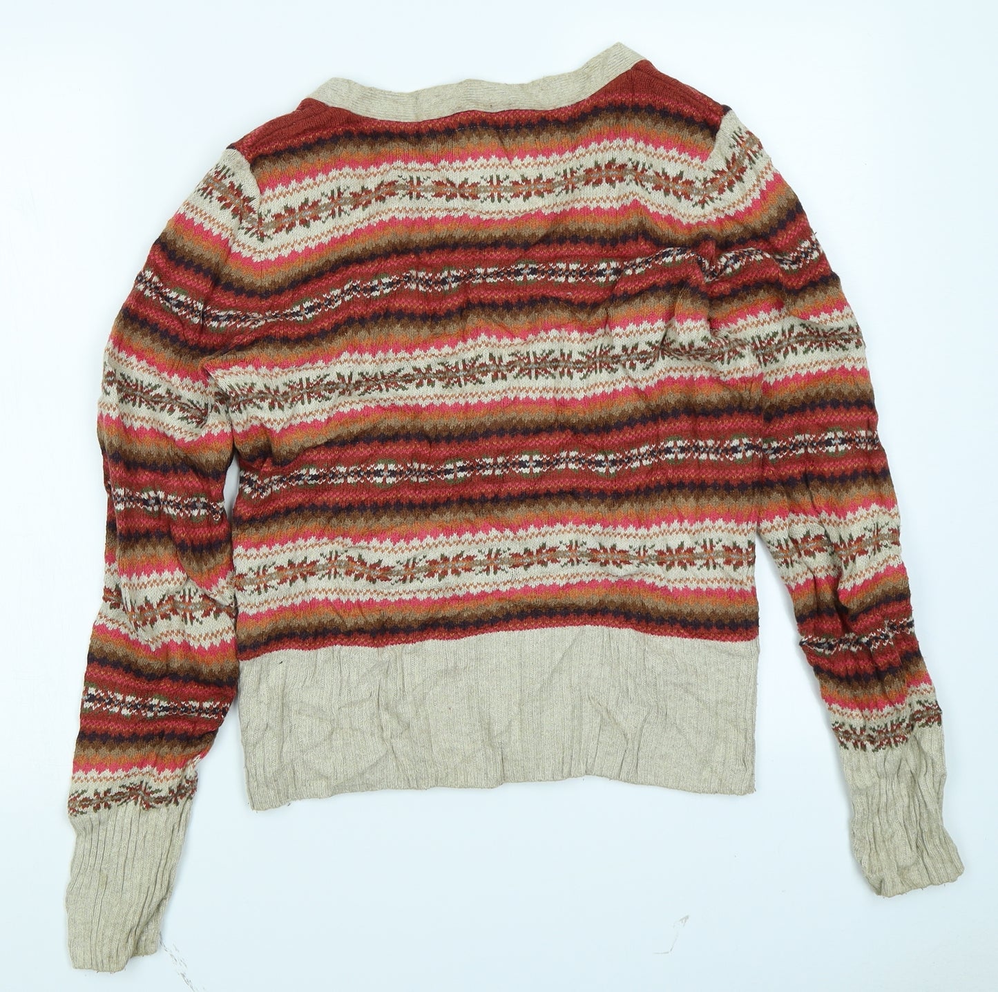 L.O.G.G Womens Red Fair Isle  Cardigan Jumper Size M