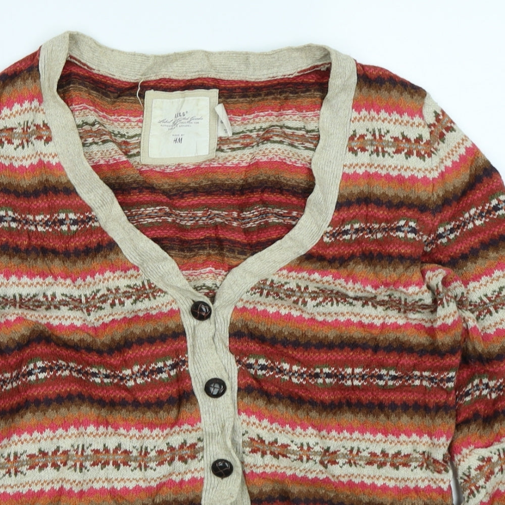 L.O.G.G Womens Red Fair Isle  Cardigan Jumper Size M