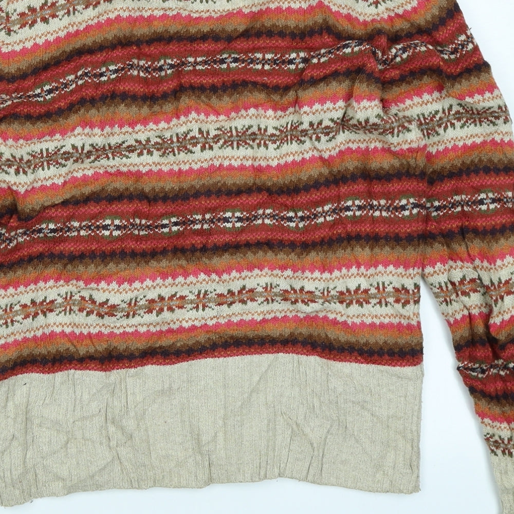 L.O.G.G Womens Red Fair Isle  Cardigan Jumper Size M