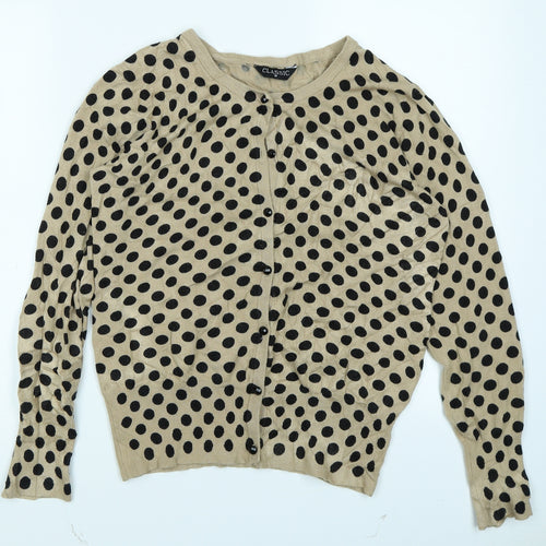 Classiv Womens Brown Polka Dot  Cardigan Jumper Size 16