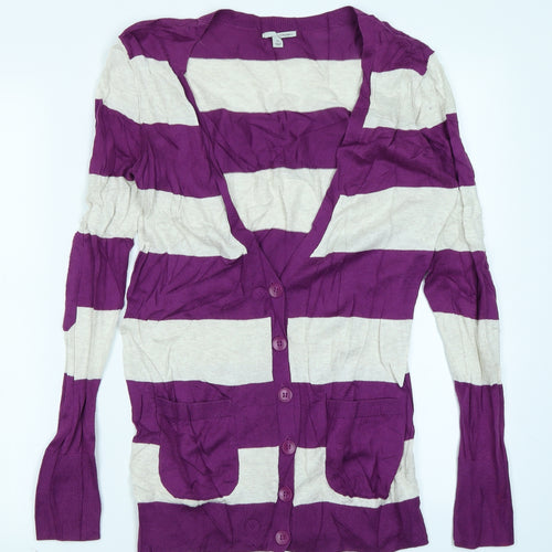 Halogen Womens Purple Striped  Cardigan Jumper Size XS