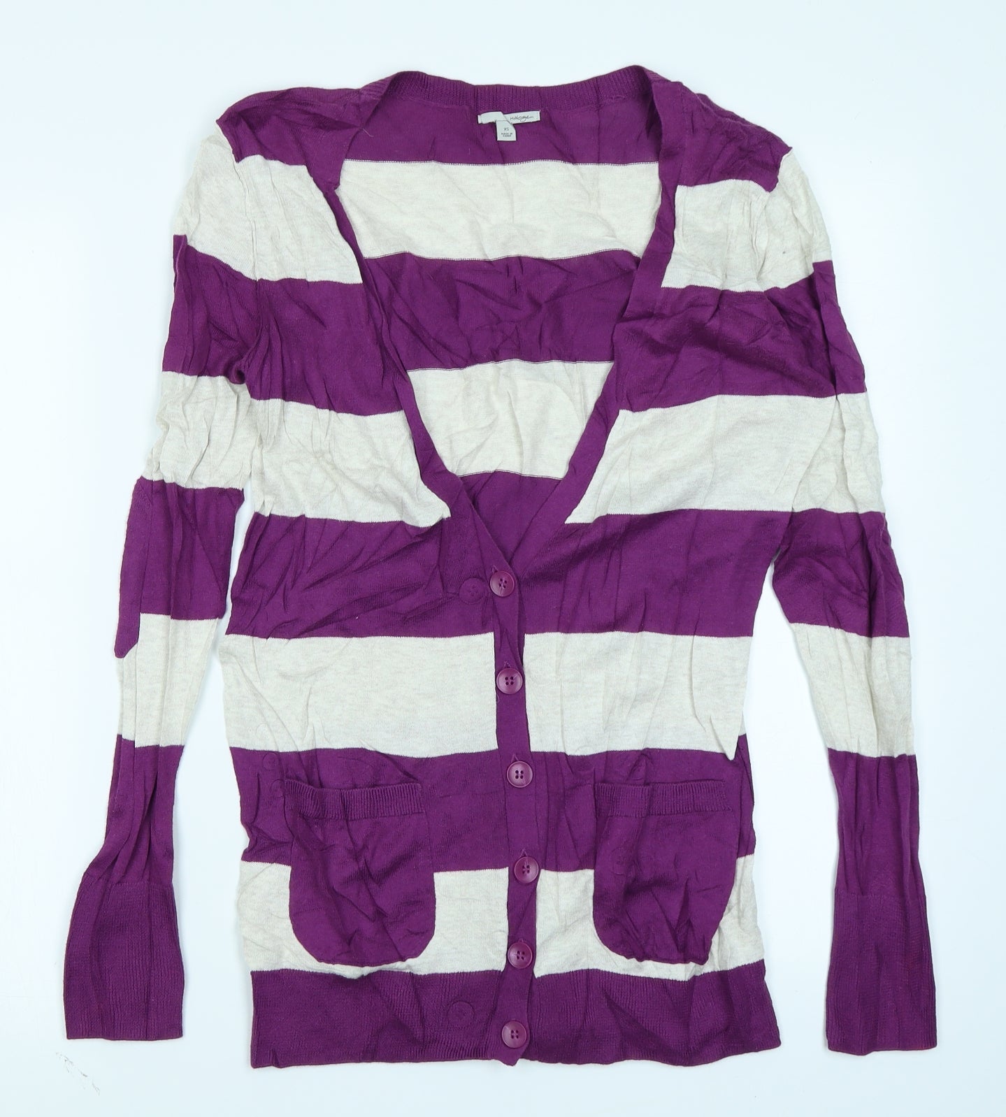 Halogen Womens Purple Striped  Cardigan Jumper Size XS