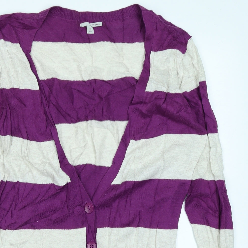 Halogen Womens Purple Striped  Cardigan Jumper Size XS