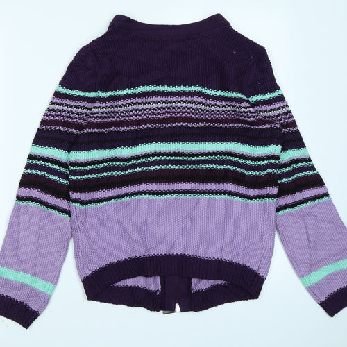 BPC Selection Womens Purple Striped Knit Cardigan Jumper Size S
