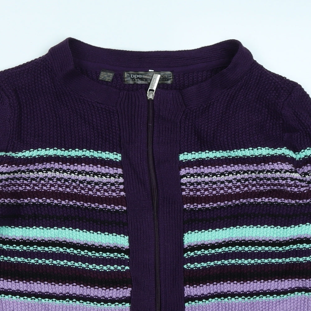 BPC Selection Womens Purple Striped Knit Cardigan Jumper Size S