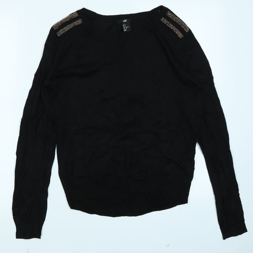 H&M Womens Black  Knit Pullover Jumper Size S