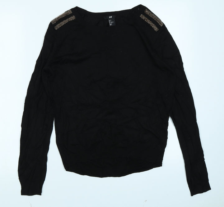 H&M Womens Black  Knit Pullover Jumper Size S