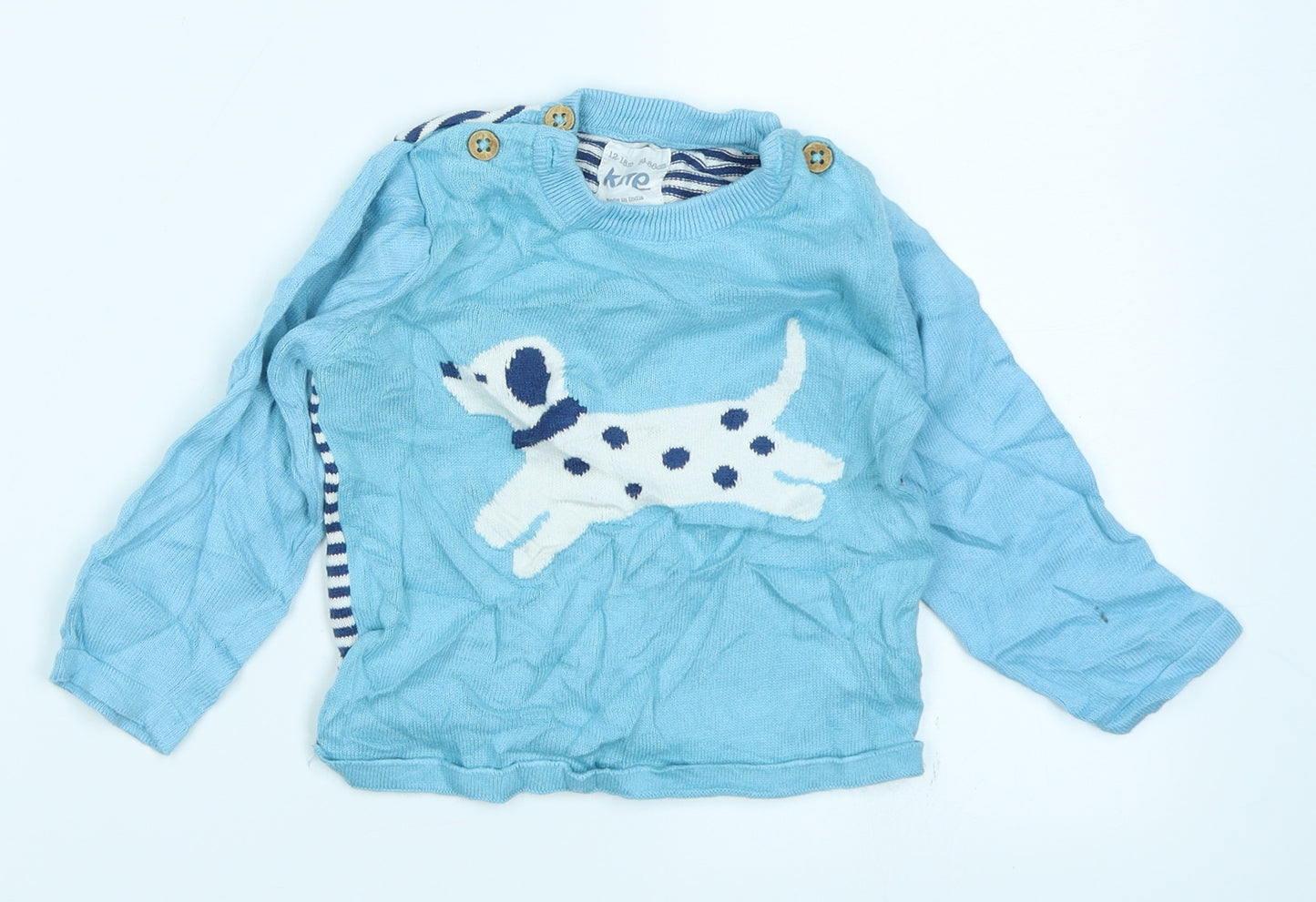 Kite Baby Blue Striped Knit Pullover Jumper Size 12-18 Months