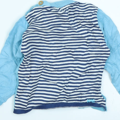 Kite Baby Blue Striped Knit Pullover Jumper Size 12-18 Months
