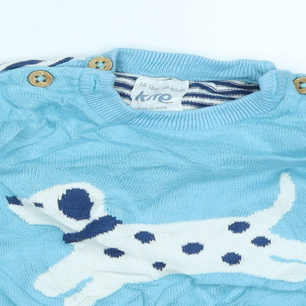 Kite Baby Blue Striped Knit Pullover Jumper Size 12-18 Months